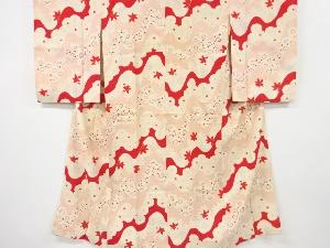 アンティーク　錦紗道長取りに花模様長襦袢